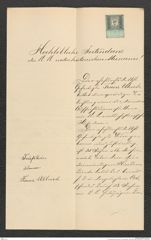 k.k. naturhistorisches Hofmuseum, Intendanzakten 1885-1896 (Hauer), Aktenzahl Z.471.t/1889, Seite 1